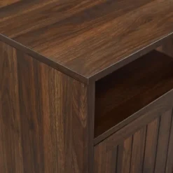 Kirkland's Home Dark Walnut Grooved Door Side Table- Accent & End Tables