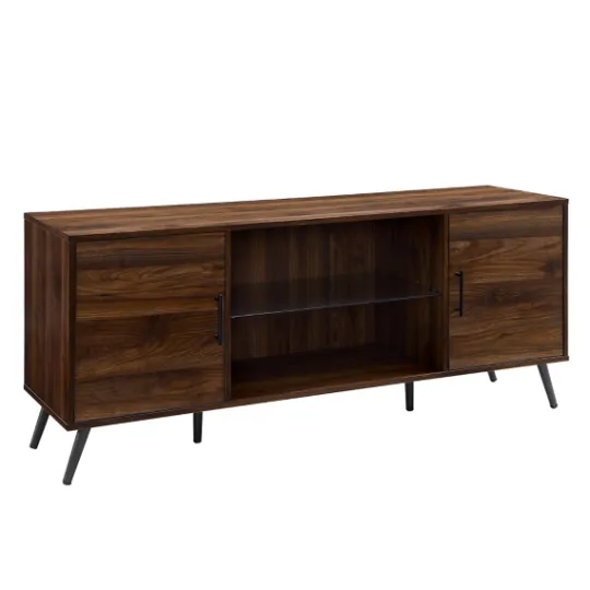 Kirkland's Home Dark Walnut Mid-Century 2-Door Media Cabinet- Tv Stands & Media Consoles