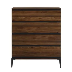 Kirkland's Home Dark Walnut Midcentury Four-Drawer Chest- Dressers & Chests