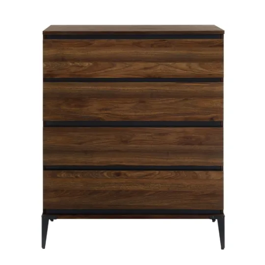 Kirkland's Home Dark Walnut Midcentury Four-Drawer Chest- Dressers & Chests