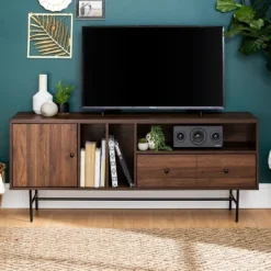 Kirkland's Home Dark Walnut Modern Record Storage Tv Stand- Tv Stands & Media Consoles
