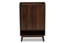 Kirkland's Home Dark Walnut 5-Shelf Wooden Shoe Cabinet- Entryway Furniture