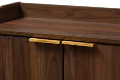 Kirkland's Home Dark Walnut 5-Shelf Wooden Shoe Cabinet- Entryway Furniture
