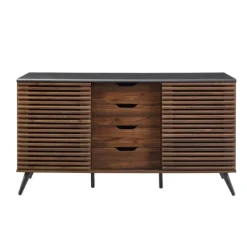 Kirkland's Home Dark Walnut Slatted 4-Drawer Cabinet- Cabinets & Sideboards