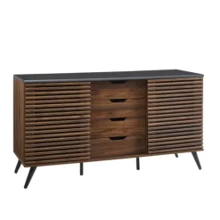 Kirkland's Home Dark Walnut Slatted 4-Drawer Cabinet- Cabinets & Sideboards
