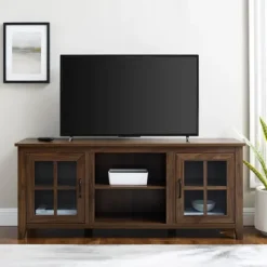 Kirkland's Home Dark Walnut Window Pane Tv Stand- Tv Stands & Media Consoles