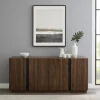 Kirkland's Home Dark Walnut Wood And Black Metal Sideboard- Cabinets & Sideboards