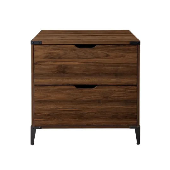 Kirkland's Home Dark Walnut Wood And Iron Accent Filing Cabinet- Office Furniture