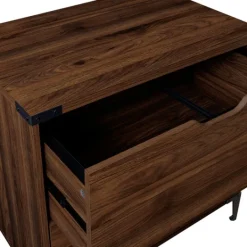 Kirkland's Home Dark Walnut Wood And Iron Accent Filing Cabinet- Office Furniture