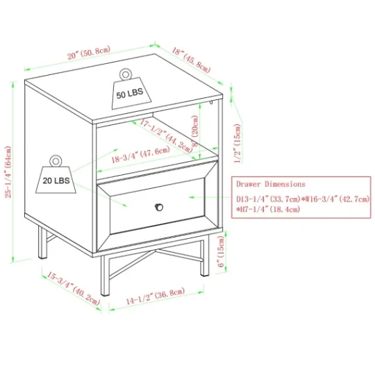 Kirkland's Home Dark Walnut Wood Open Cubby Nightstand- Nightstands