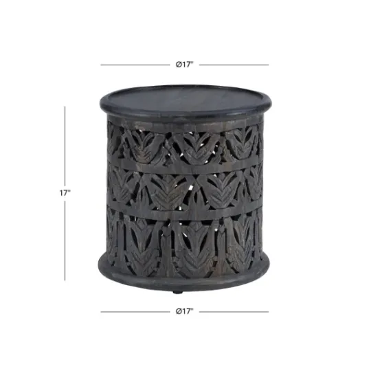 Kirkland's Home Dark Wood Carved Detail Accent Table- Accent & End Tables