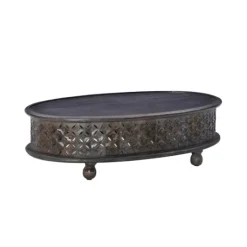 Kirkland's Home Dark Wood Carved Medallion Coffee Table- Coffee Tables