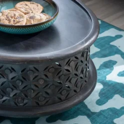 Kirkland's Home Dark Wood Carved Medallion Coffee Table- Coffee Tables