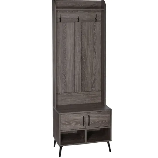 Kirkland's Home Dark Wood Grain Hall Tree With Bench- Entryway Furniture