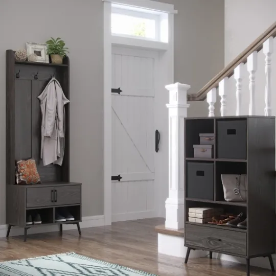 Kirkland's Home Dark Wood Grain Hall Tree With Bench- Entryway Furniture