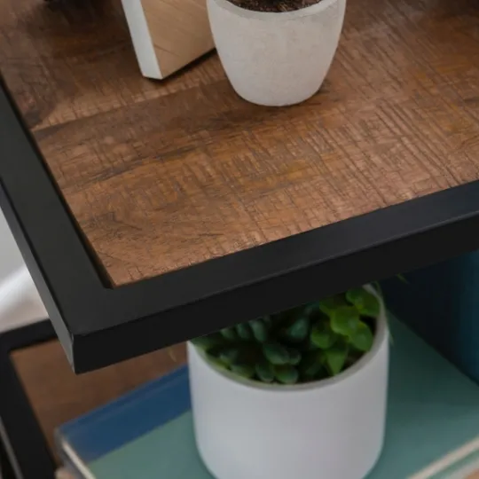 Kirkland's Home Dark Wood Shelves S-Frame Accent Table- Accent & End Tables