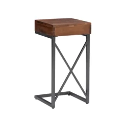 Kirkland's Home Dark Wood Single Drawer C-Frame Accent Table- Accent & End Tables