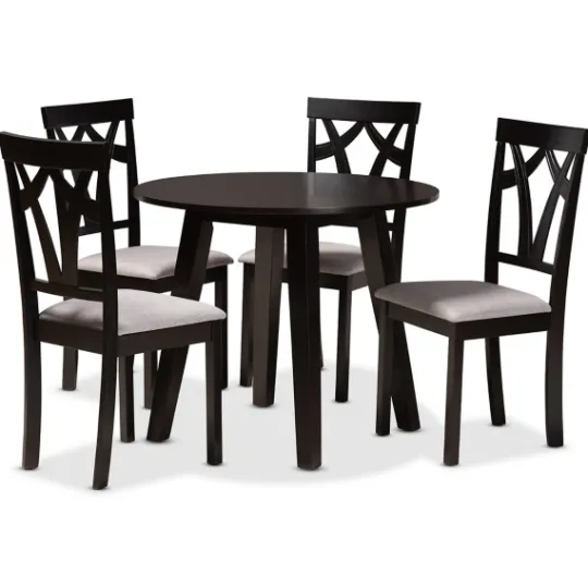 Kirkland's Home Dark Wooden Splayed Base 5-Pc. Dining Set- Dining Tables