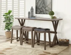Kirkland's Home Dark Wooden Trestle Counter Table, 72 In.- Dining Tables