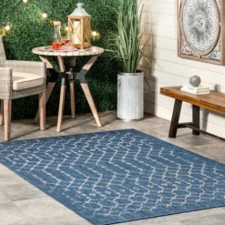 Kirkland's Home Davon Blue Moroccan Trellis Outdoor Rug, 8X10- Outdoor Rugs