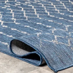 Kirkland's Home Davon Blue Moroccan Trellis Outdoor Rug, 8X10- Outdoor Rugs