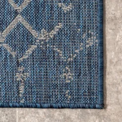 Kirkland's Home Davon Blue Moroccan Trellis Outdoor Rug, 5X8- Outdoor Rugs