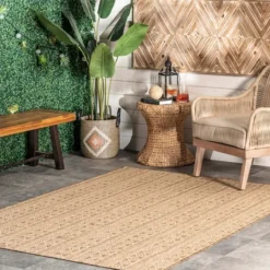 Kirkland's Home Davon Geometric Striped Outdoor Rug, 5X8- Outdoor Rugs