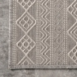 Kirkland's Home Davon Gray Geometric Striped Outdoor Rug, 5X8- Outdoor Rugs