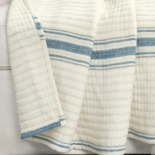 Kirkland's Home Deep Blue Pick Stitch Stripe Decorative Throw- Blankets & Throws