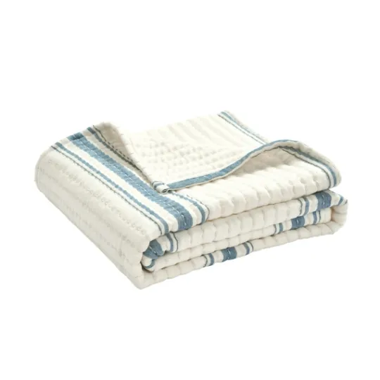 Kirkland's Home Deep Blue Pick Stitch Stripe Decorative Throw- Blankets & Throws