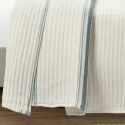 Kirkland's Home Deep Blue Pick Stitch Stripe King Quilt- Quilts