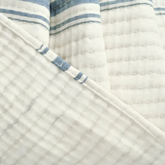 Kirkland's Home Deep Blue Pick Stitch Stripe King Quilt- Quilts