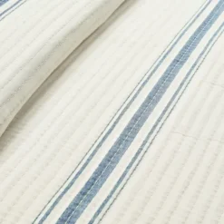 Kirkland's Home Deep Blue Pick Stitch Stripe King Quilt- Quilts