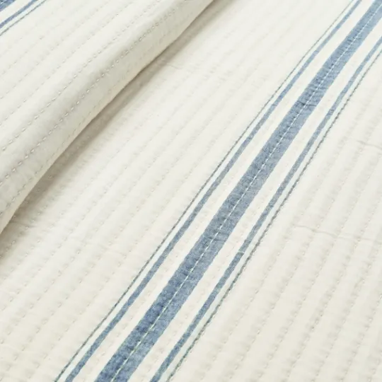 Kirkland's Home Deep Blue Pick Stitch Stripe King Quilt- Quilts