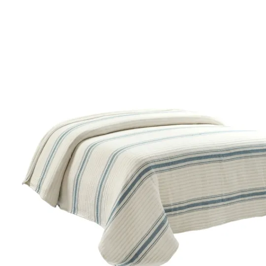 Kirkland's Home Deep Blue Pick Stitch Stripe King Quilt- Quilts