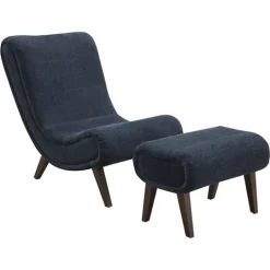 Kirkland's Home Deep Navy Piped Edge 2-Pc. Chair And Ottoman Set- Accent Chairs