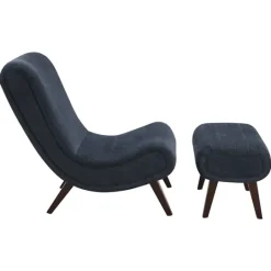 Kirkland's Home Deep Navy Piped Edge 2-Pc. Chair And Ottoman Set- Accent Chairs