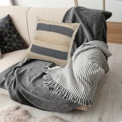Kirkland's Home Denim Blue Braided Stripe Throw Pillow, 24 In.- Pillows