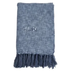Kirkland's Home Denim With Fringe Throw Blanket- Blankets & Throws