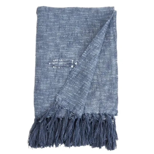 Kirkland's Home Denim With Fringe Throw Blanket- Blankets & Throws