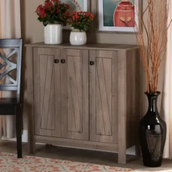 Kirkland's Home Derrique Wash Shoe Storage Cabinet- Entryway Furniture