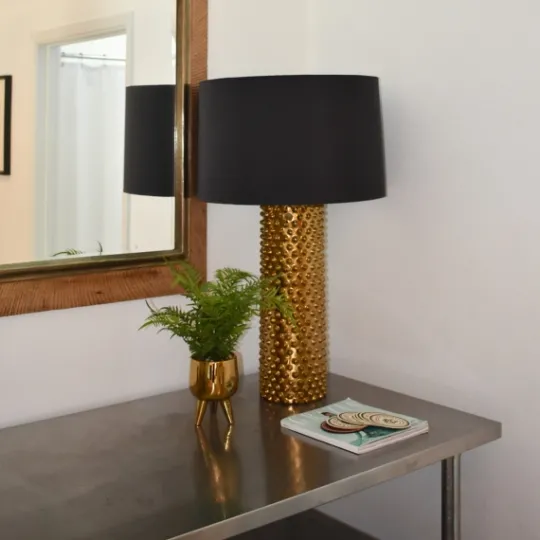 Kirkland's Home Desktop Palm Plant In Gold Planter- Arrangements & Greenery
