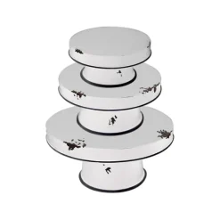Kirkland's Home Distressed Black Pedestal Trays, Set Of 3- Decorative Trays