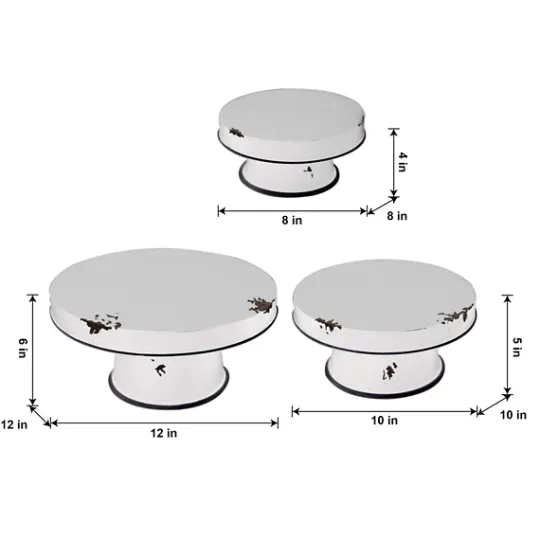 Kirkland's Home Distressed Black Pedestal Trays, Set Of 3- Decorative Trays