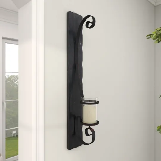 Kirkland's Home Distressed Black Scrolled Metal Sconce- Sconces