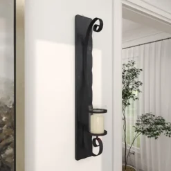 Kirkland's Home Distressed Black Scrolled Metal Sconce- Sconces