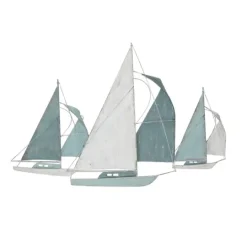 Kirkland's Home Distressed Blue Sailboats Wall Sculpture- Wall Plaques
