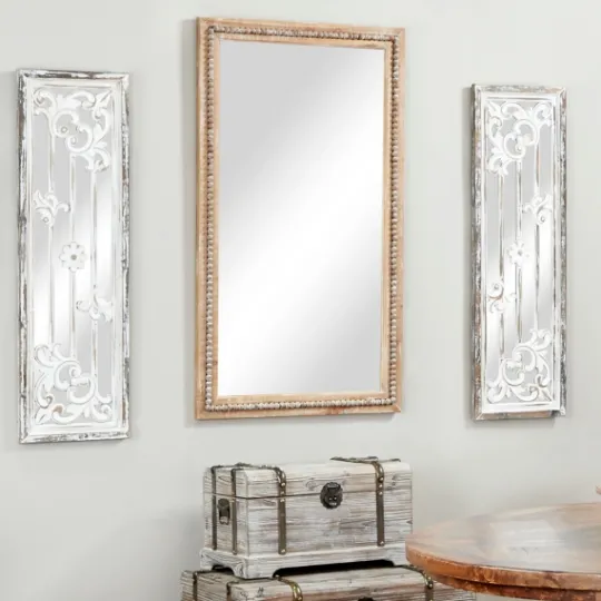 Kirkland's Home Distressed Brown Wooden Frame Wall Mirror- Decorative Mirrors