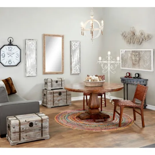 Kirkland's Home Distressed Brown Wooden Frame Wall Mirror- Decorative Mirrors