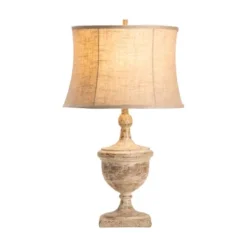 Kirkland's Home Distressed Carved Base Table Lamp- Table Lamps